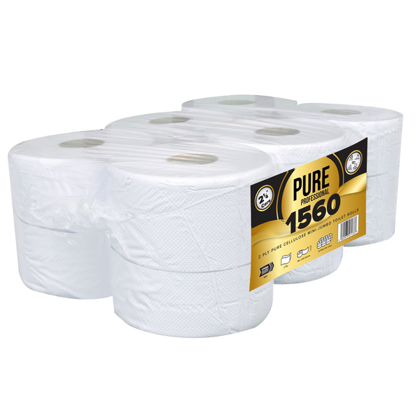 ﻿150m Mini Jumbo Toilet Rolls - 12 Pack