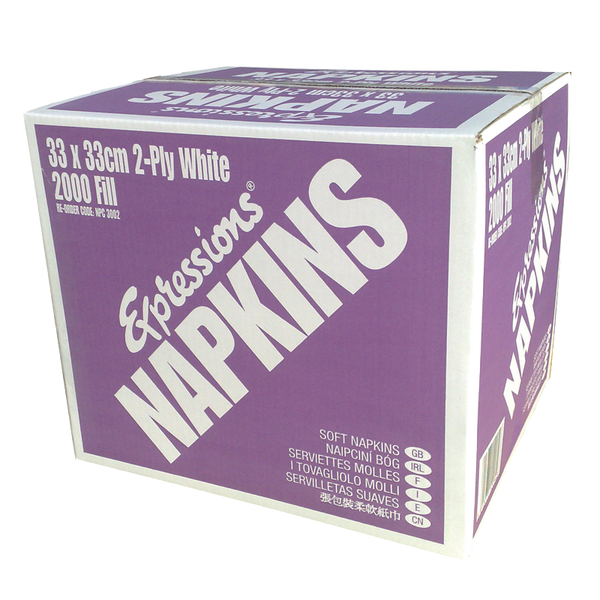 ﻿33CM 1 PLY WHITE NAPKINS - 5000 Fill