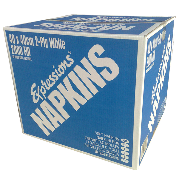 ﻿40cm 2 ply white napkins - 2000 Fill
