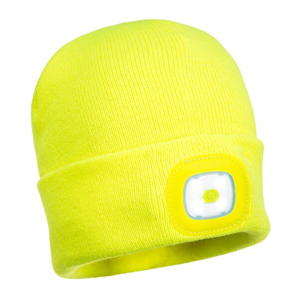 Portwest B029 Beanie Hat With Rechargeable USB Light Yellow